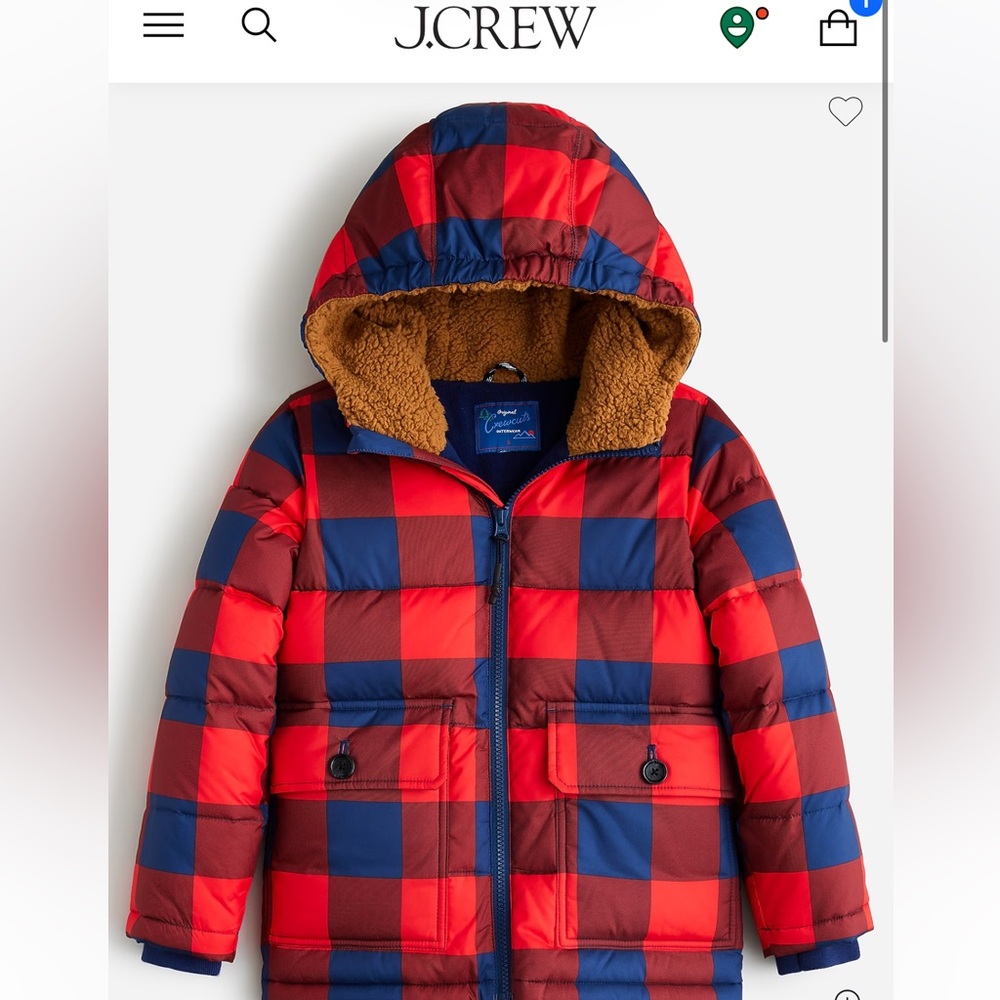 J Crew Boys Patch Pocket Puffer Coat with PrimaLoft